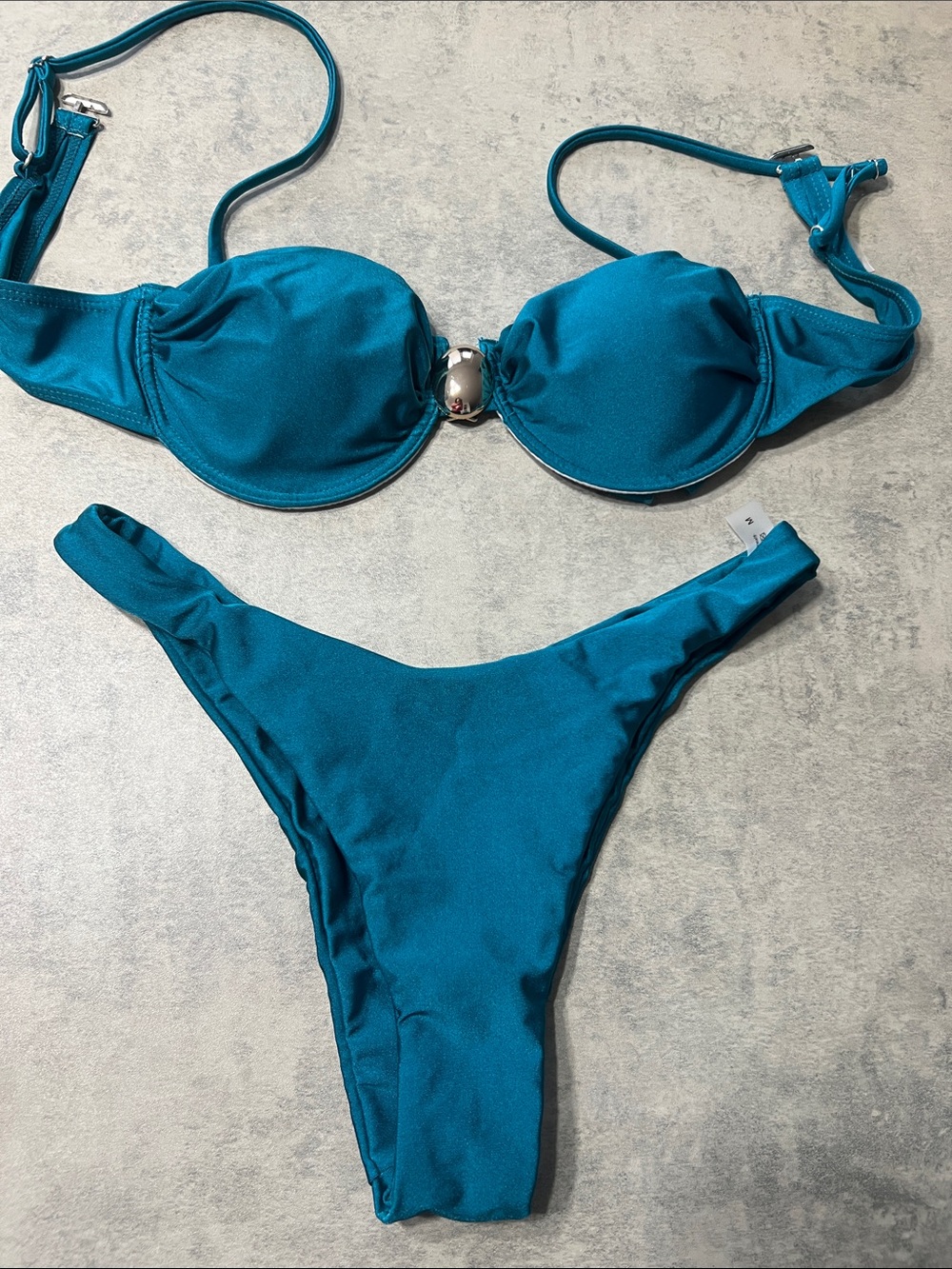 SHEIN Teal Padded Underwire Bikini Set